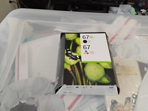 HP 67XL Black 67 Tri Color Ink Cartridges 2-pack Product #3YP30AN Exp 07/26 - Photo 1/6