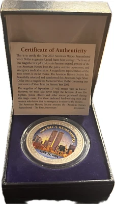 Year 2002 American Heroes Remembered American Eagle Silver Dollar - Image 1 of 4