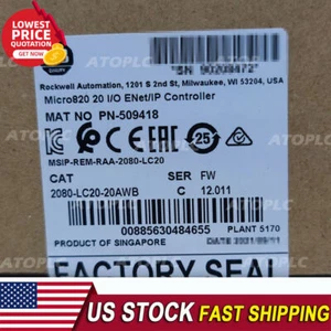 2023 New Sealed Allen-Bradley 2080-LC20-20AWB Micro820 20 I/O ENet/IP Controller - Picture 1 of 7