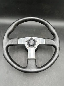 GT GRANT FORMULA GT STEERING WHEEL LEATHER BLACK SILVER W/HUB - Picture 1 of 14