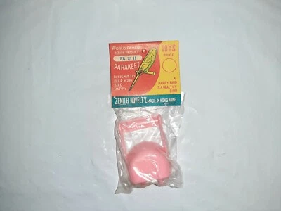 ZENITH Vtg Zenco Plastic Bird Cage Parakeet Treat Cup Feeder Pink NOS Hong Kong Rare