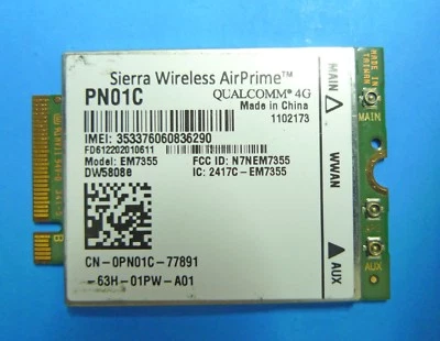 GENUINA Dell Sierra Wireless DW808e 4G LTE EM7355 WWAN Módulo Tarjeta A01 PN01C Foto 1 de 2