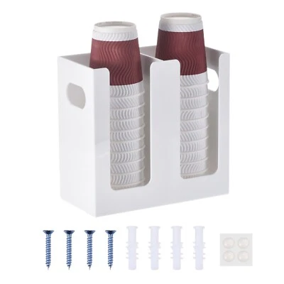 Disposable Coffee Cup Dispenser with Mounting Tool 2 Compartments, White - Изображение 1 из 4
