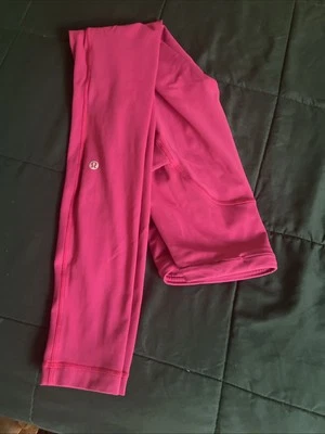 Lululemon Girls Size 4 Pink High-Rise Tight Lace Detail Dance Yoga Athletic Wear - Image 1 of 4