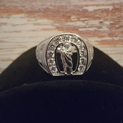 Anillos St. Jude para hombre talla 12 plata de ley 925 Foto 1 de 3