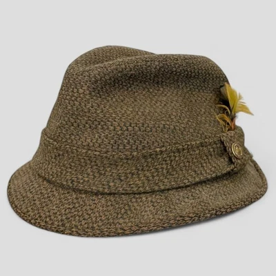 Vtg Wormser 100% Wool Fedora Hat Olive Green Belted Retro Cap Sz 7 1/8 - Image 1 of 4