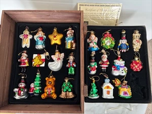 2002 Thomas Pacconi 23 Set Ornamente aus mundgeblasenem Glas in Holzkiste wunderschön! - Bild 1 von 10