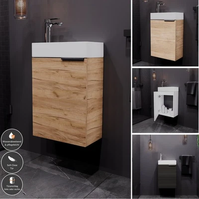 Waschbeckenunterschrank 40 cm mit keramik Waschbecken WC Badmöbel Set Gästebad - Bild 1 von 4