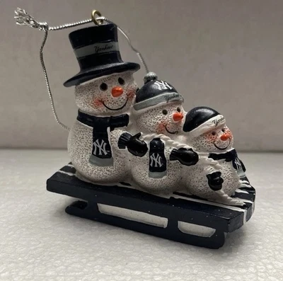 New York Yankees  Sledding Snowman Christmas Tree Ornament Decoration - Image 1 of 3