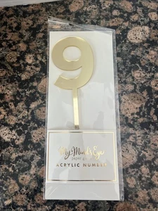 My Mind's Eye Acryl Zahl Cake Topper Gold verspiegelt Geburtstag #9 - Bild 1 von 2