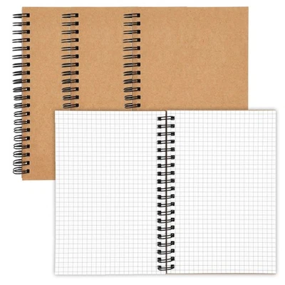 4 Pack Graph Paper Spiral Notebook 5x7", A5 Grid Bound Drawing Sketching Journal - Image 1 of 4