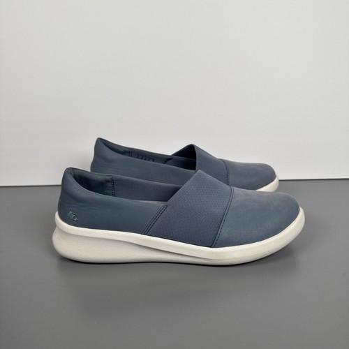 Scarpe mocassino Clarks Cloudsteppers taglia 8M Sillian 2.0 Moon Lt blu 23535