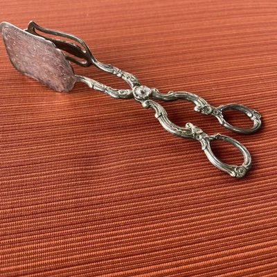 Elegante Vintage Sheffield Salada Pastelaria Colher Banhada a Prata Inglaterra - Imagem 1 de 4