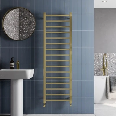 Solaro Square Bar Heated Towel Rail Brushed Brass - 1600 x 500mm