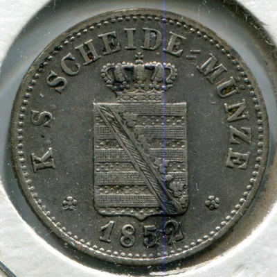 1852 German States Saxony 2 Neu Groshen 20 Pfennige Coin August II Dresden 1160 - Image 1 of 2