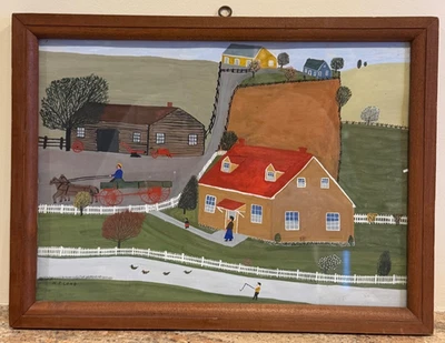 Pintura larga H.F., paisaje de granja Foto 1 de 4