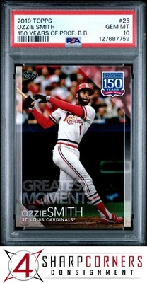 2019 TOPPS 150 YEARS OF PROFESSIONAL BASEBALL #25 OZZIE SMITH HOF POP 2 PSA 10 - Image 1 of 2
