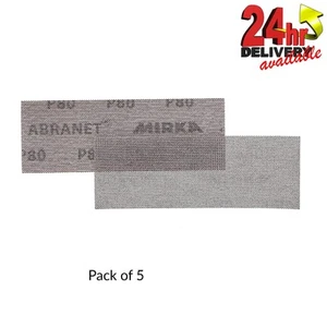 5 x Mirka Abranet Schleifstreifen 70x420 mm P80 Körnung HookNLoop Staubfrei Schleifmittel - Bild 1 von 1