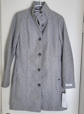 Abrigo Calvin Klein para mujer M chaqueta elástica infinita a medida gris claro nuevo con etiquetas Foto 1 de 4