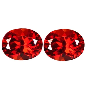 0.86 Ct [2 Pcs Pair] Oval 4.9 x 3.9 MM 100% Natural Pinkish Red Rhodolite !!! - Bild 1 von 4