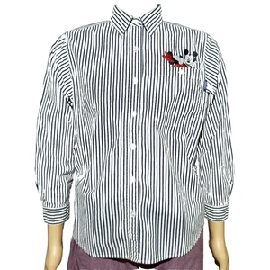 Vintage Mickey Unlimited Disney gestreiftes Jeanshemd Damen Medium Knopfleiste gebraucht, in einwandfreiem Zustand - Bild 1 von 11