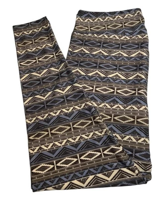LuLaRoe Leggings TC2 Tall Curvy 2 Fall BROWN AZTEC Stripe Western Chevron Casual - Image 1 of 4