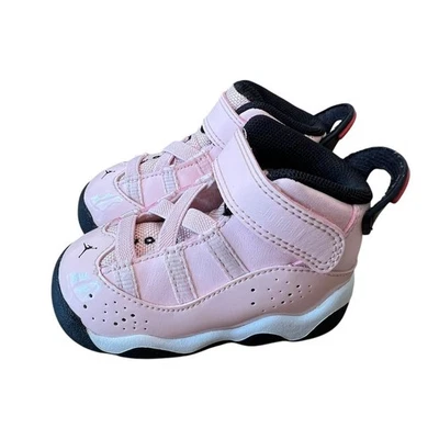 Jordan 6 Rings Toddler Shoes Pink/Black Jumpman Sneakers 323420-602 Size 4C - Image 1 of 4