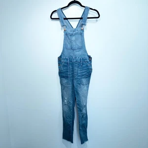 Madewell Blue Adrian Wash Skinny Denim Distressed Overalls Size XS - Picture 1 of 8