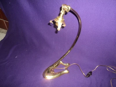 ANCIEN PIED DE LAMPE BRONZE ART NOUVEAU/DECO TULIPE MULLER DAUM PATE DE VERRE - Photo 1/4