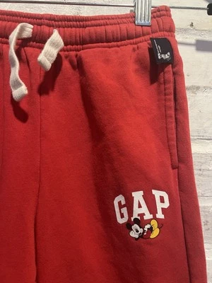 Gap X Disney Mickey Mouse Red Elastic Waist Logo Joggers Size 6/7 - Image 1 of 4