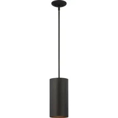 Volume Lighting 1-Light LED Indoor Outdoor Black Mini Cylinder Pendant V9206-5 - Image 1 of 4