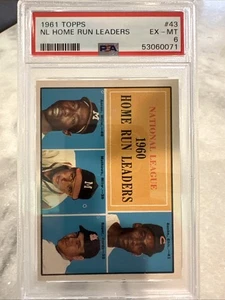 1961 Topps #41 NL Home Run Leaders Hall Of Famers Mays & Clemente PSA 6 EX-MT - Picture 1 of 6