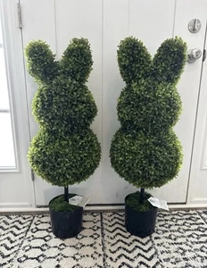 My Texas House 35” Topiary Easter Bunny Shrub Tree Set of 2 New - Picture 1 of 1