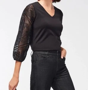 Neu Chico’s Touch of Cool besticktes Ballonärmel T-Shirt Top Gr: 2 (L) Modell Bld - Bild 1 von 11