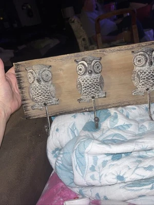 3 ganchos de coruja em uma placa  - Imagem 1 de 3