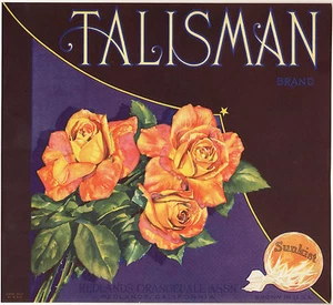 *Original* TALISMAN Redlands Rose Floral Flower Orange Crate Label NOT A COPY! - Picture 1 of 1