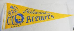 Rare Antique Vintage Early Milwaukee Brewers Baseball Pennant Full Size 28" VGC! - Picture 1 of 5