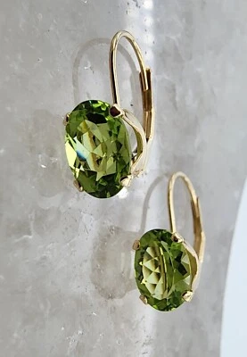 14k .585 Yellow Gold Floating Sage Hazel MEI 1/2" Earrings Au 23241 - Image 1 of 4