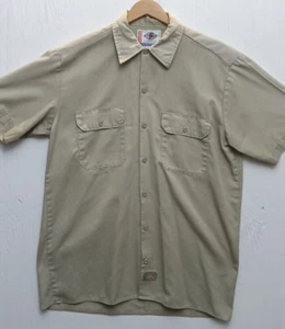 Dickies Men’s Medium Tan Button Up Short Sleeve Shirt - Picture 1 of 3