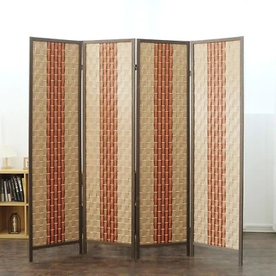 Pantalla divisoria de habitación de 4 paneles en beige y naranja, divisor de habitación Blackout plegable... Foto 1 de 4