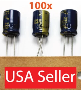 100x  Panasonic FC 220uF 25V Low-ESR Capacitor; New Not-NOS USA Seller - Picture 1 of 4