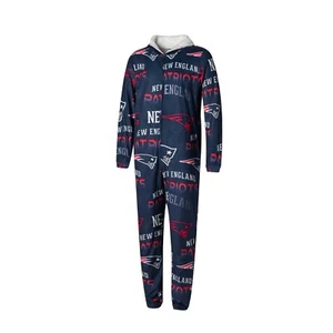 New Rare 2025 New England Patriots NFL Adult One Piece Mansie XXL Pajamas Wool - Picture 1 of 2