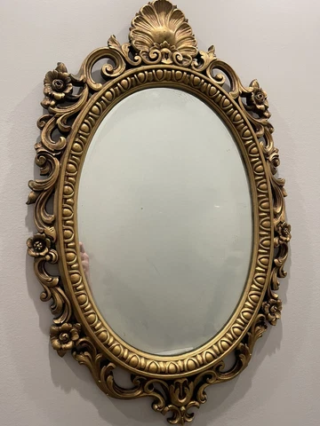 VINTAGE MID CENTURY GOLD OVAL MIRROR BURWOOD DART SYROCO REGENCY ORNATE BH Cover