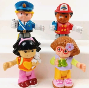 Fisher Price Little People Bendable Figures Lot of 4 Fireman Policeman Girls - Picture 1 of 12