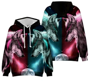 WOLF PRINT Kapuze 3D Print Fashion Hoodie Sweater Pullover Oberteil - Bild 1 von 1