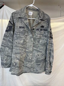 US Air Force USAF Coat 12R Woman’s Utility Military Jacket Button Camo MSgt - Picture 1 of 6