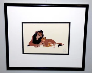 WALT DISNEY THE LION KING SCHEMING SCAR FRAMED LE CEL PROMO CARD SIMBA - Picture 1 of 1