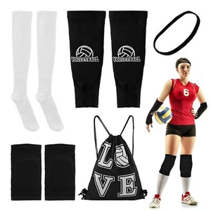 Volleyball Knee Pads and Arm Sleeves Set 5pcs Soft Breathable Volleyball Acce... - Picture 1 of 8