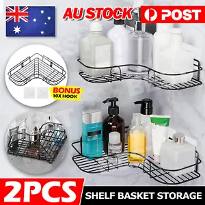 2X Corner Shower Caddy Adjustable Metal Corner Bathroom Shelf Basket Storage AUS - Picture 1 of 10