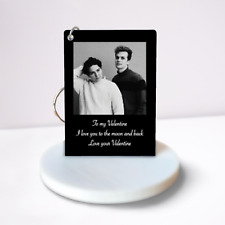 Black Photo Keyring Custom Message Keychain Valentines Couples Gift